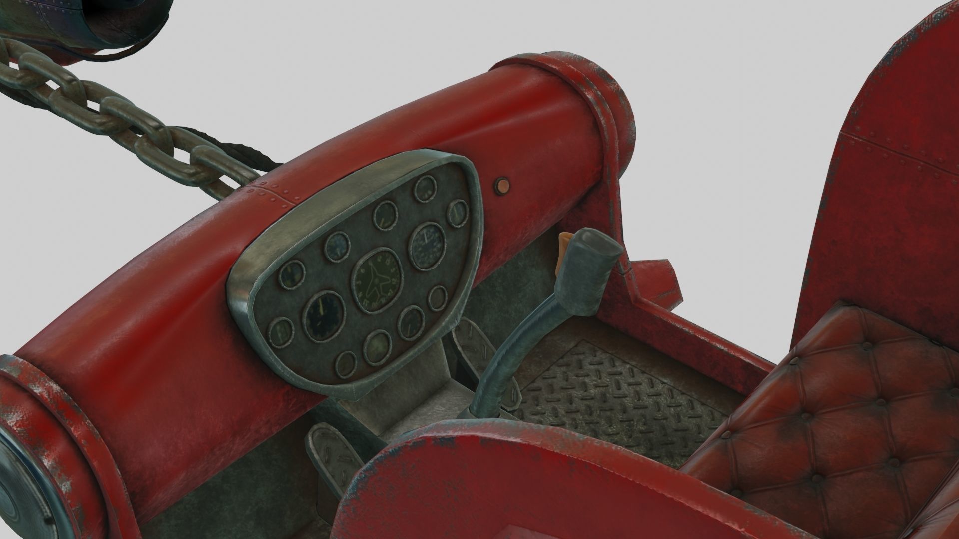 Low Poly Dieselpunk Santa Sleigh With PBR Materials Low-poly 3D model_11