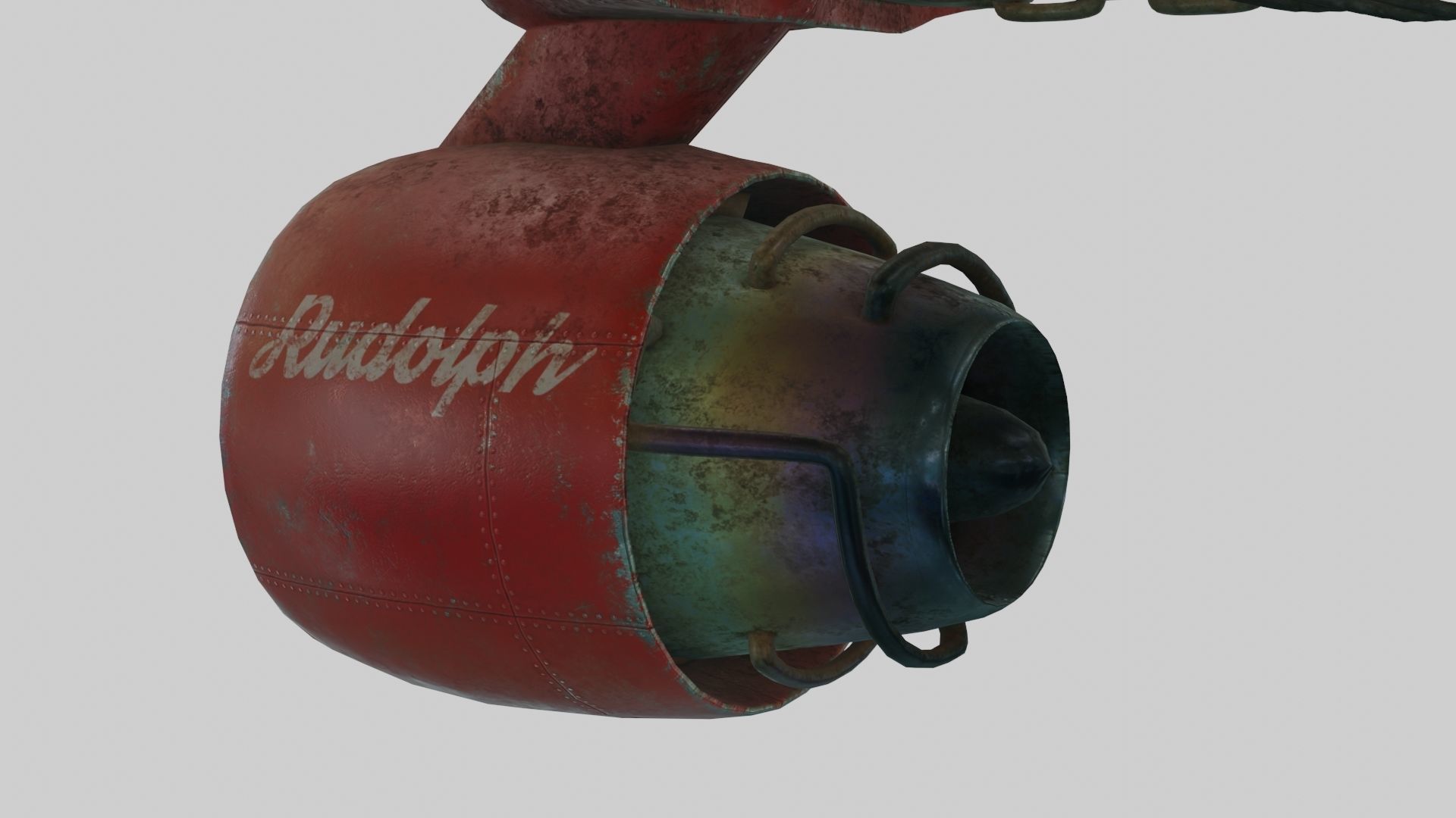 Low Poly Dieselpunk Santa Sleigh With PBR Materials Low-poly 3D model_38
