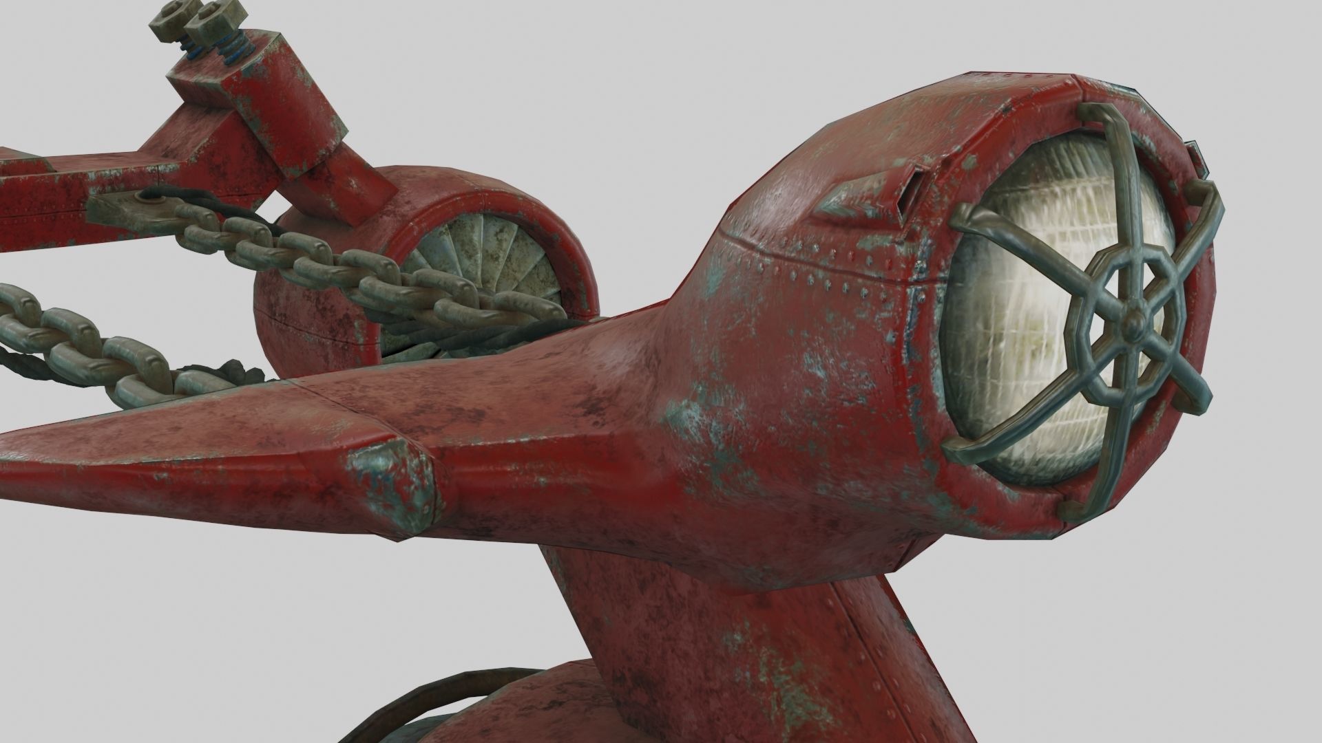 Low Poly Dieselpunk Santa Sleigh With PBR Materials Low-poly 3D model_7
