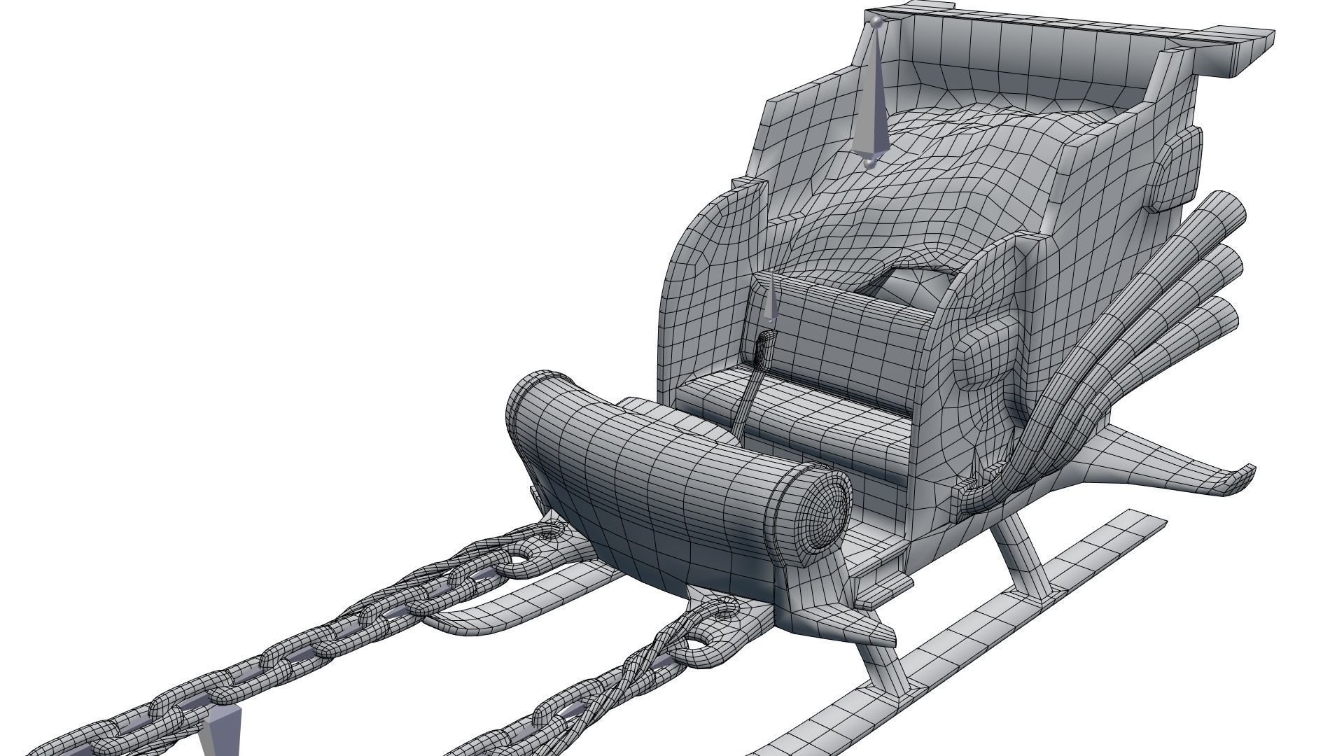 Low Poly Dieselpunk Santa Sleigh With PBR Materials Low-poly 3D model_52