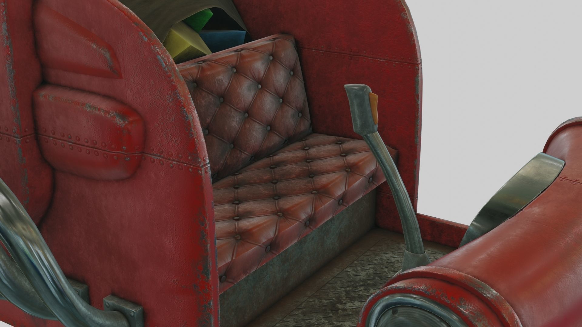 Low Poly Dieselpunk Santa Sleigh With PBR Materials Low-poly 3D model_9