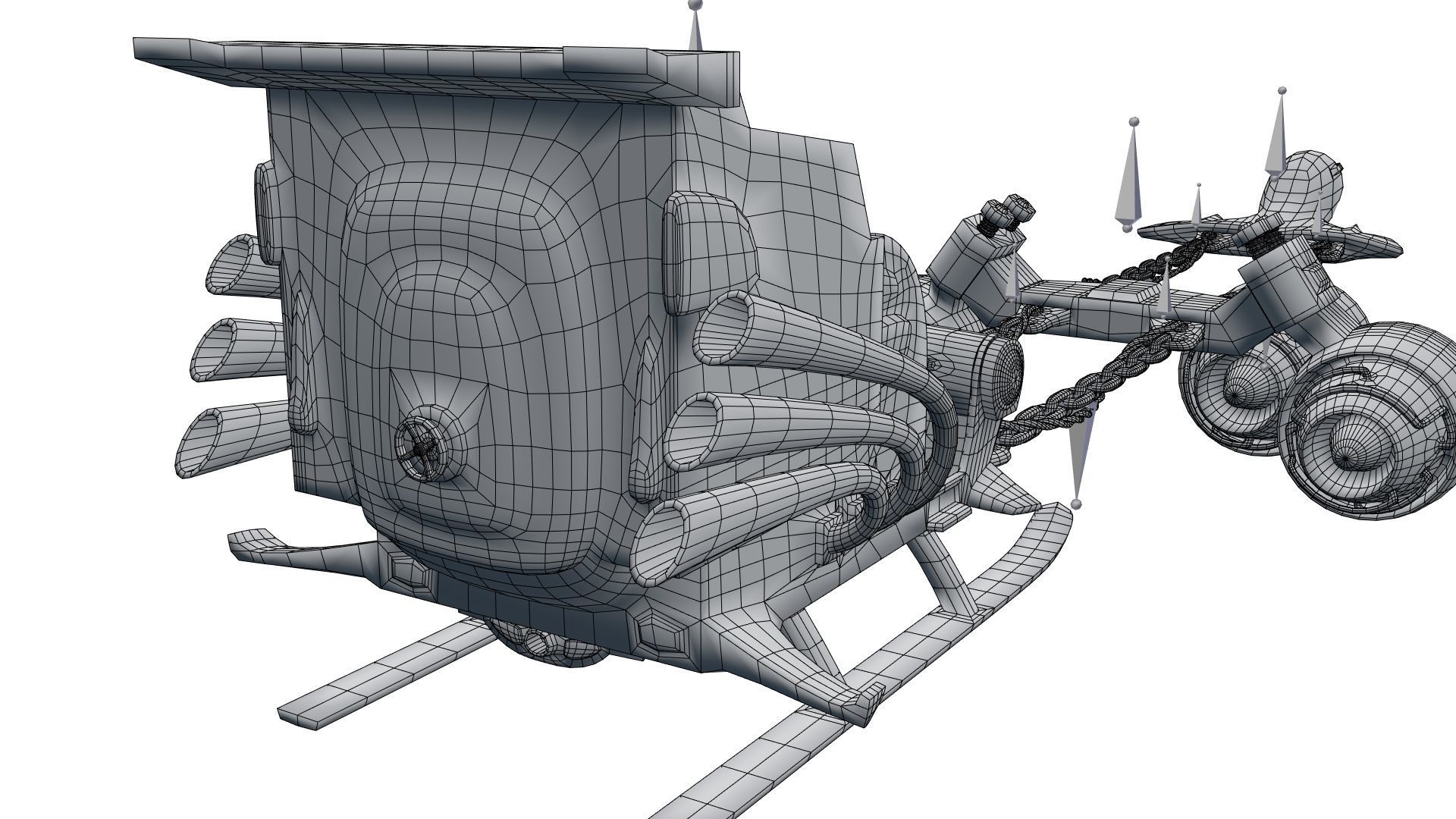 Low Poly Dieselpunk Santa Sleigh With PBR Materials Low-poly 3D model_53