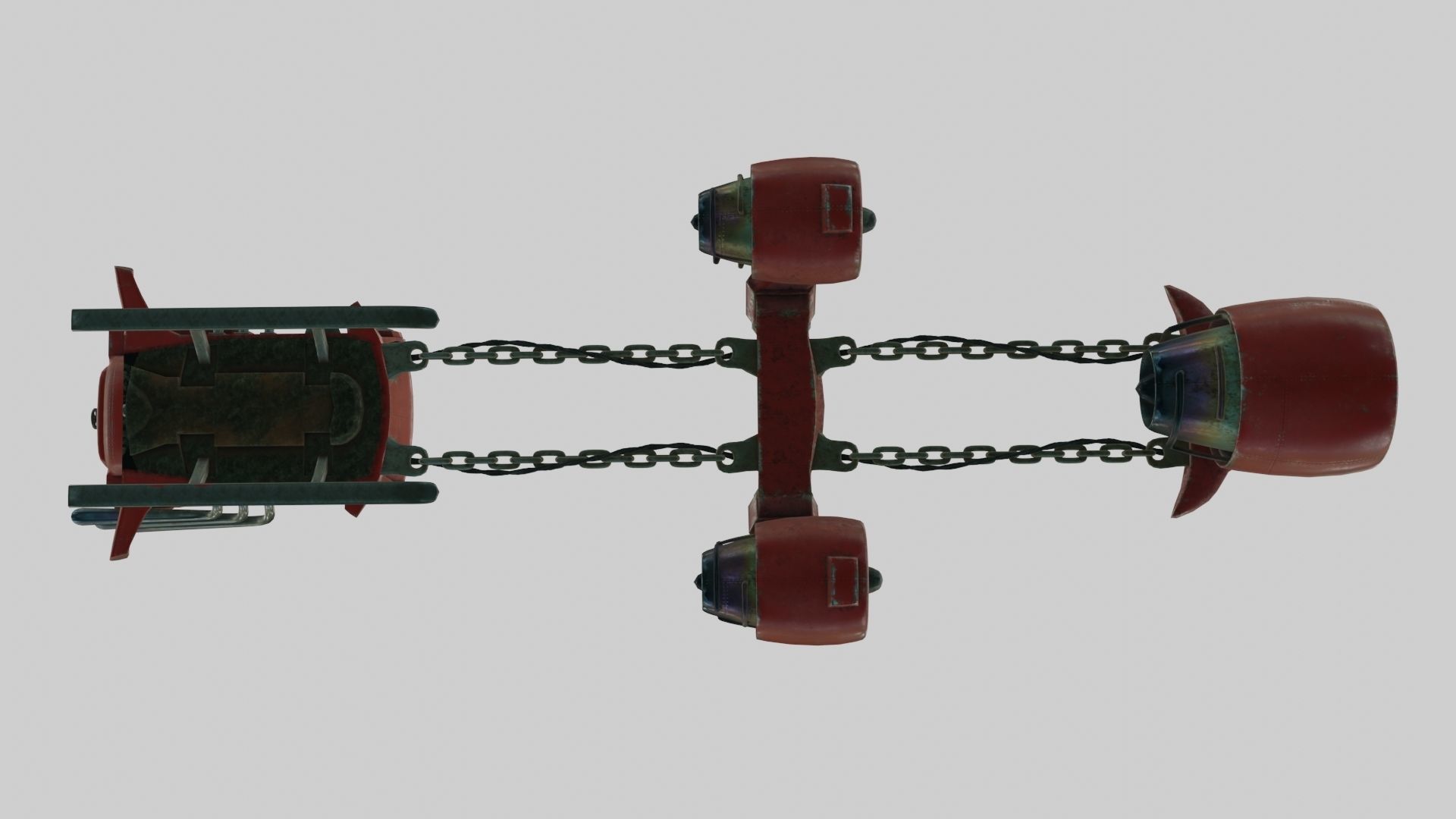Low Poly Dieselpunk Santa Sleigh With PBR Materials Low-poly 3D model_43