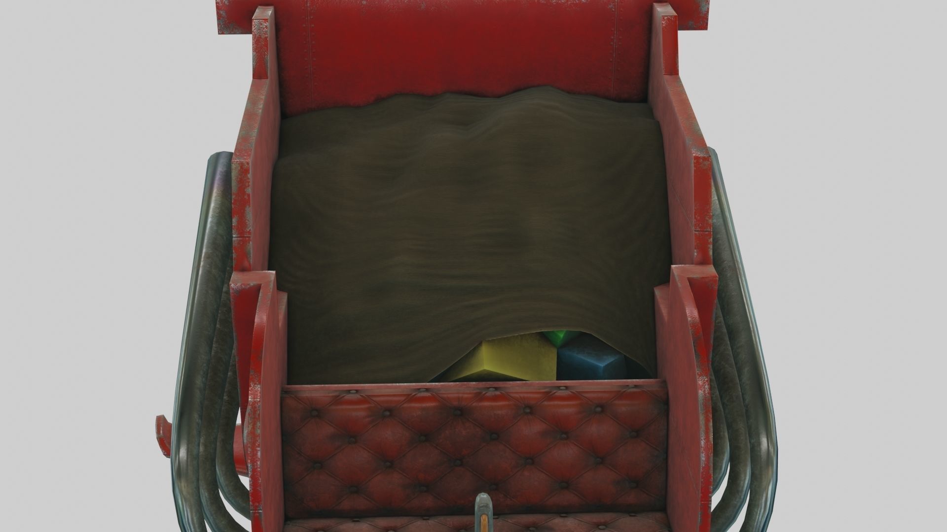 Low Poly Dieselpunk Santa Sleigh With PBR Materials Low-poly 3D model_22