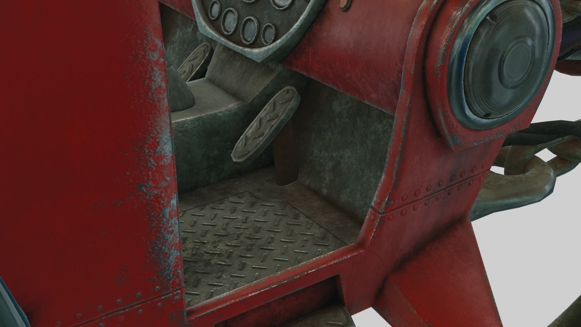 Low Poly Dieselpunk Santa Sleigh With PBR Materials Low-poly 3D model_12