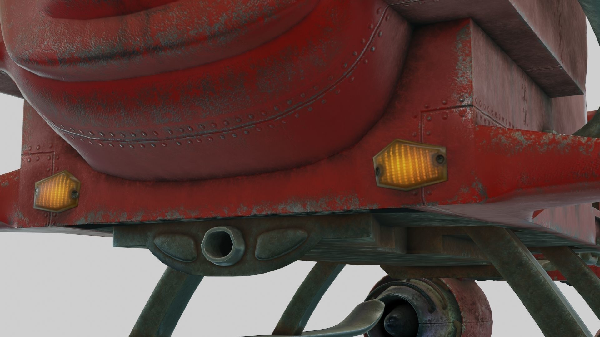 Low Poly Dieselpunk Santa Sleigh With PBR Materials Low-poly 3D model_26