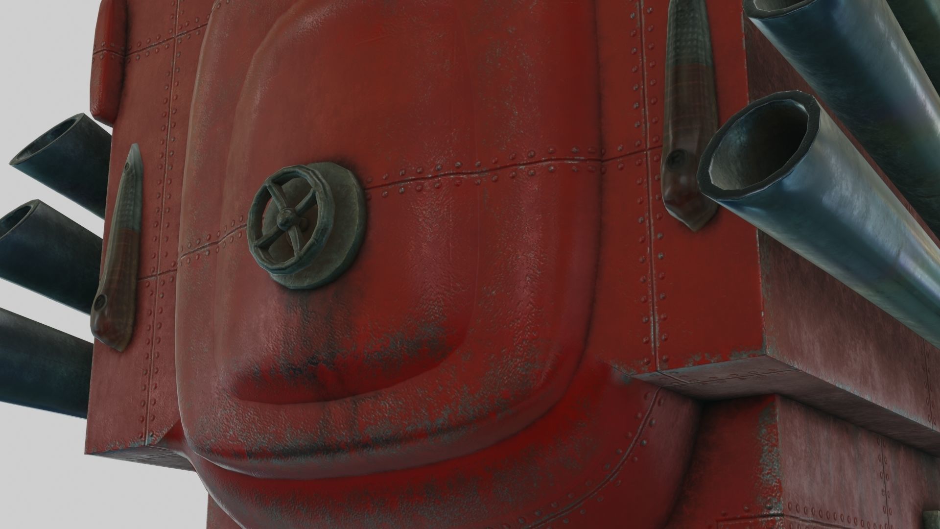 Low Poly Dieselpunk Santa Sleigh With PBR Materials Low-poly 3D model_16