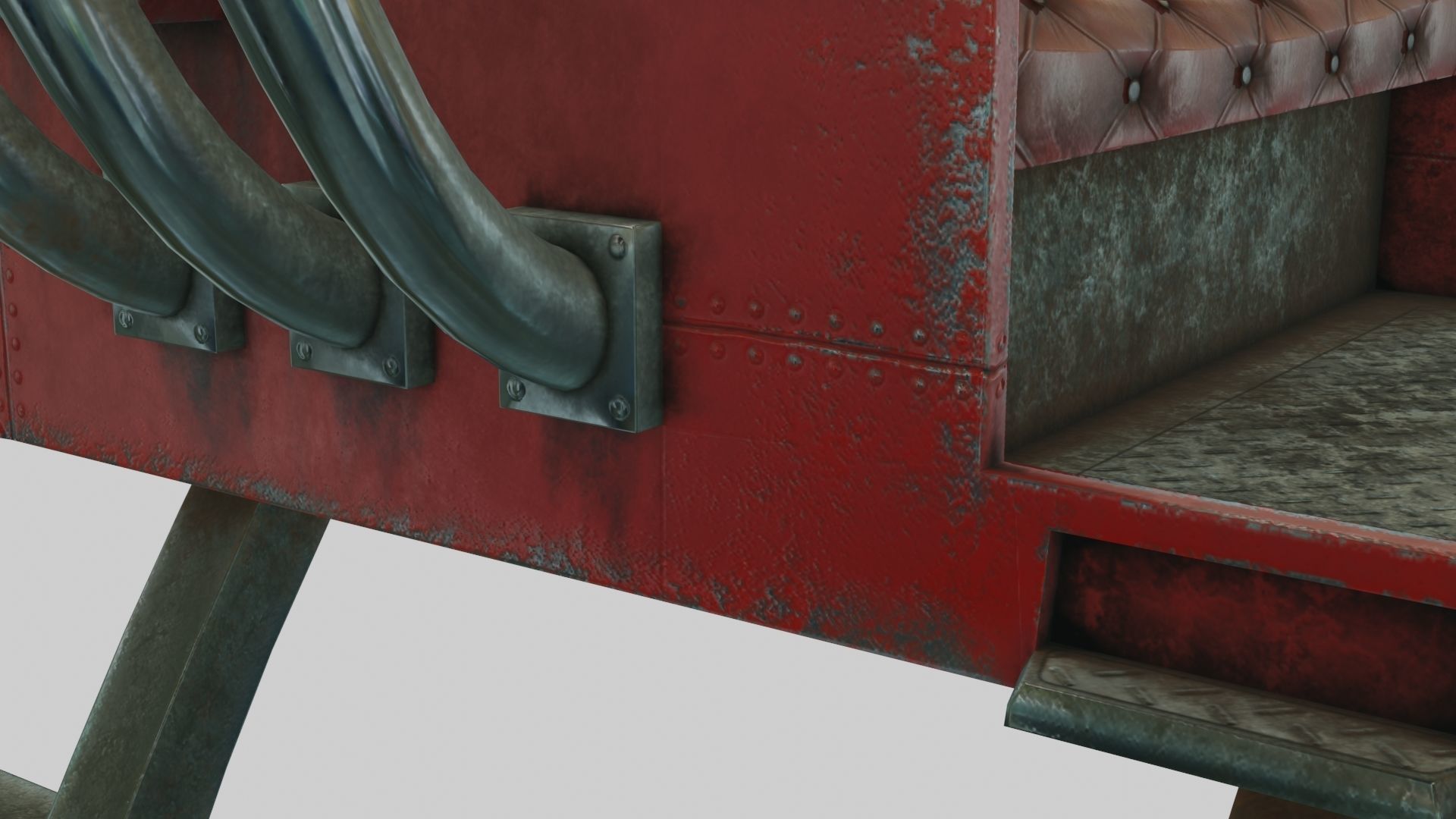 Low Poly Dieselpunk Santa Sleigh With PBR Materials Low-poly 3D model_34