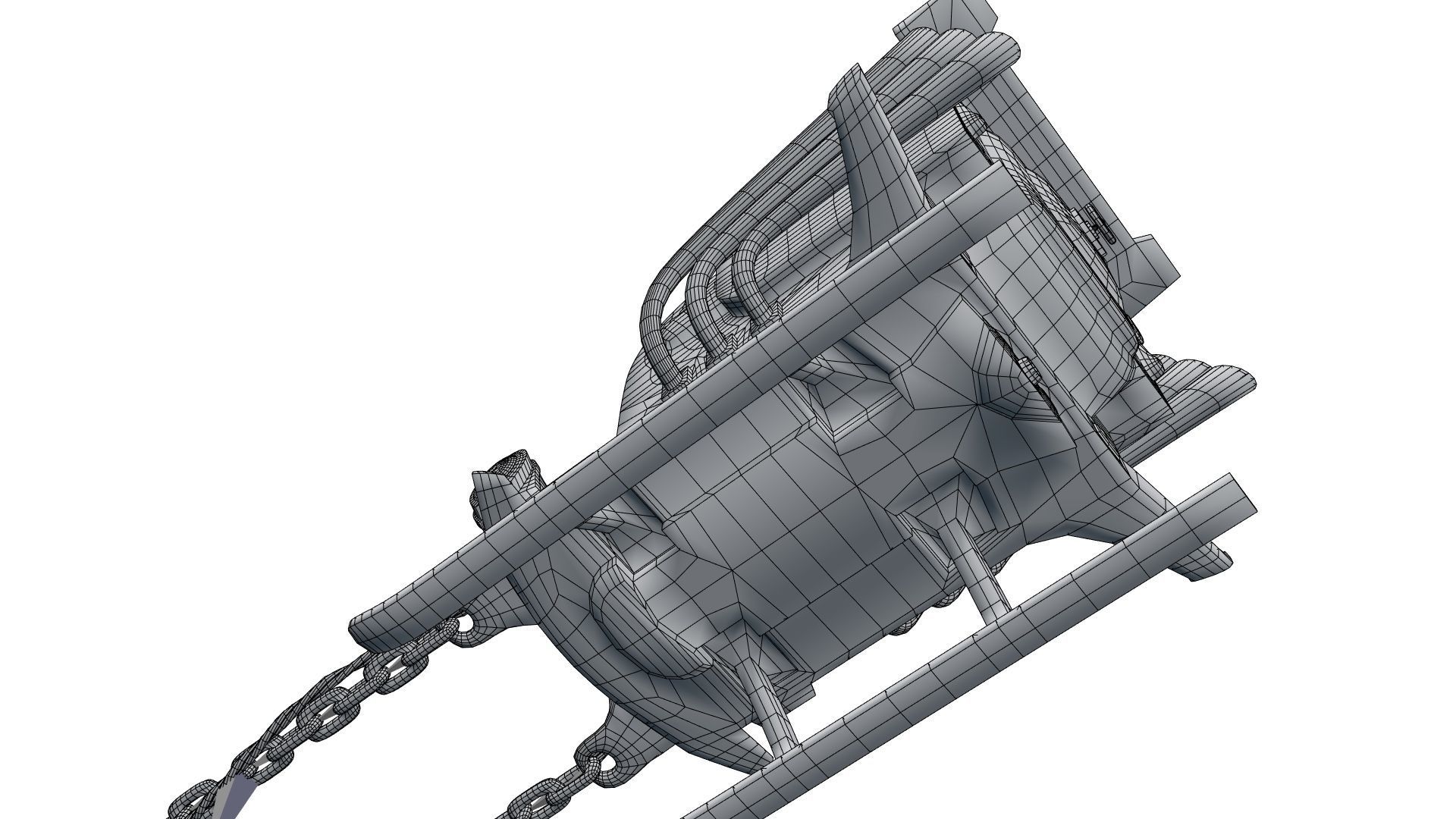 Low Poly Dieselpunk Santa Sleigh With PBR Materials Low-poly 3D model_55