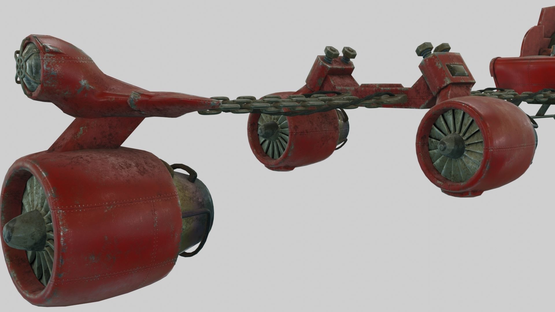 Low Poly Dieselpunk Santa Sleigh With PBR Materials Low-poly 3D model_5
