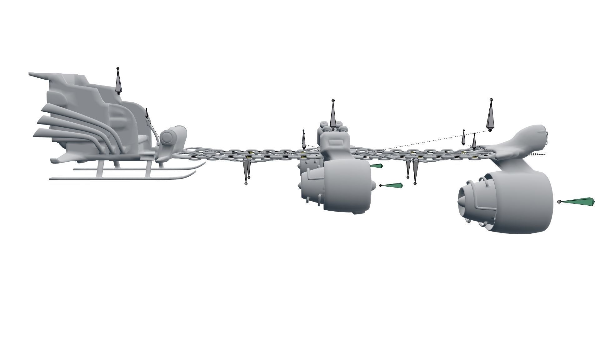Low Poly Dieselpunk Santa Sleigh With PBR Materials Low-poly 3D model_45