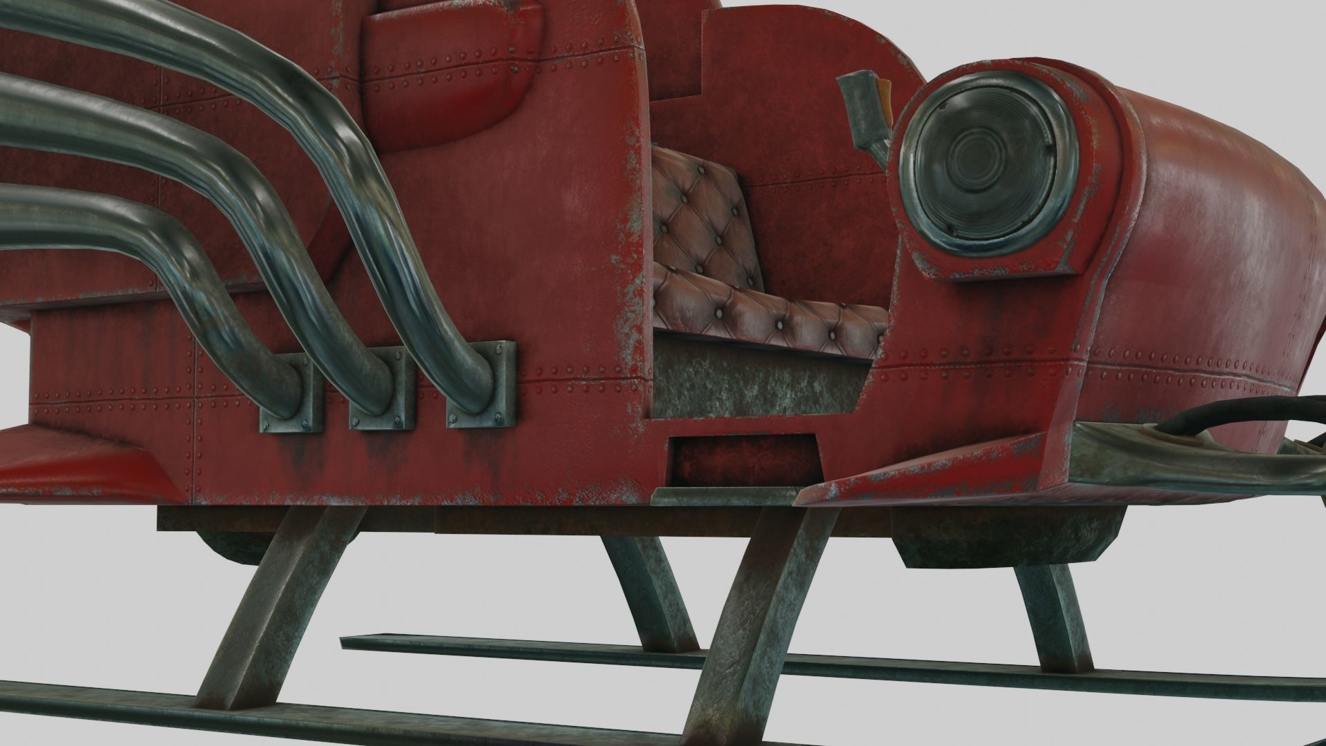 Low Poly Dieselpunk Santa Sleigh With PBR Materials Low-poly 3D model_18
