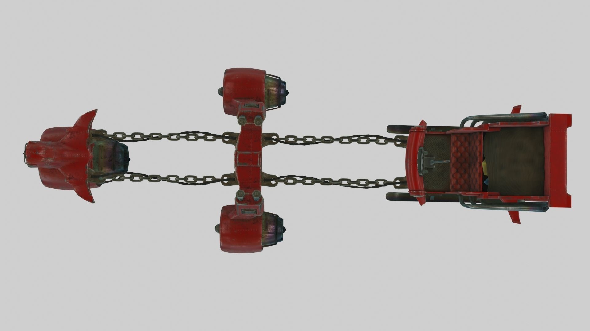Low Poly Dieselpunk Santa Sleigh With PBR Materials Low-poly 3D model_40