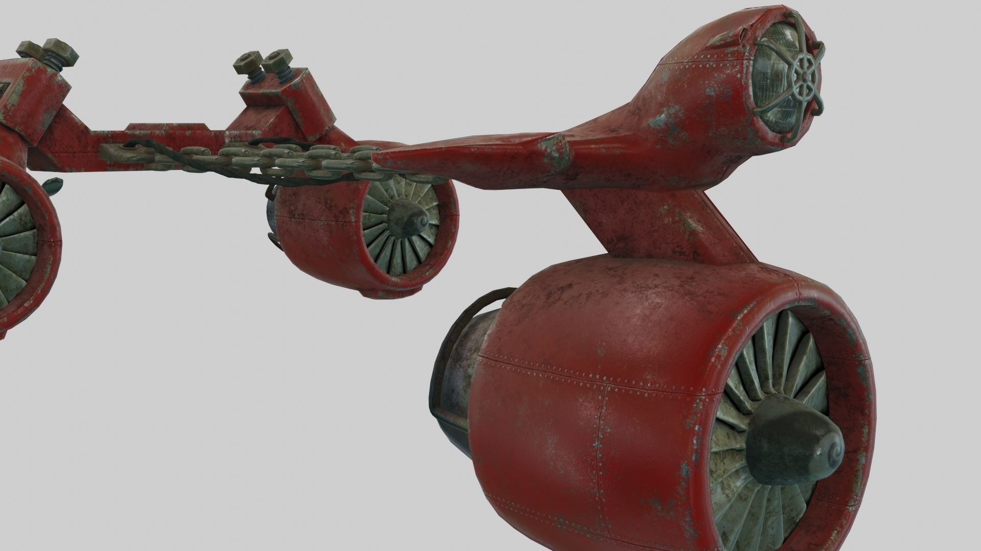 Low Poly Dieselpunk Santa Sleigh With PBR Materials Low-poly 3D model_4