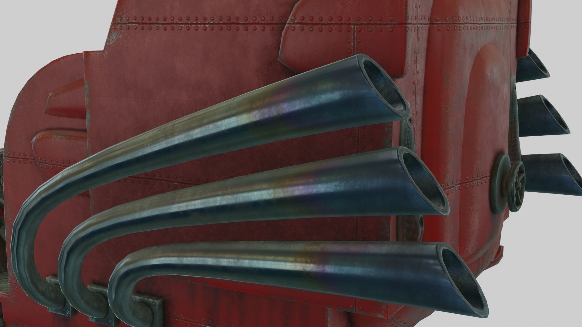 Low Poly Dieselpunk Santa Sleigh With PBR Materials Low-poly 3D model_15