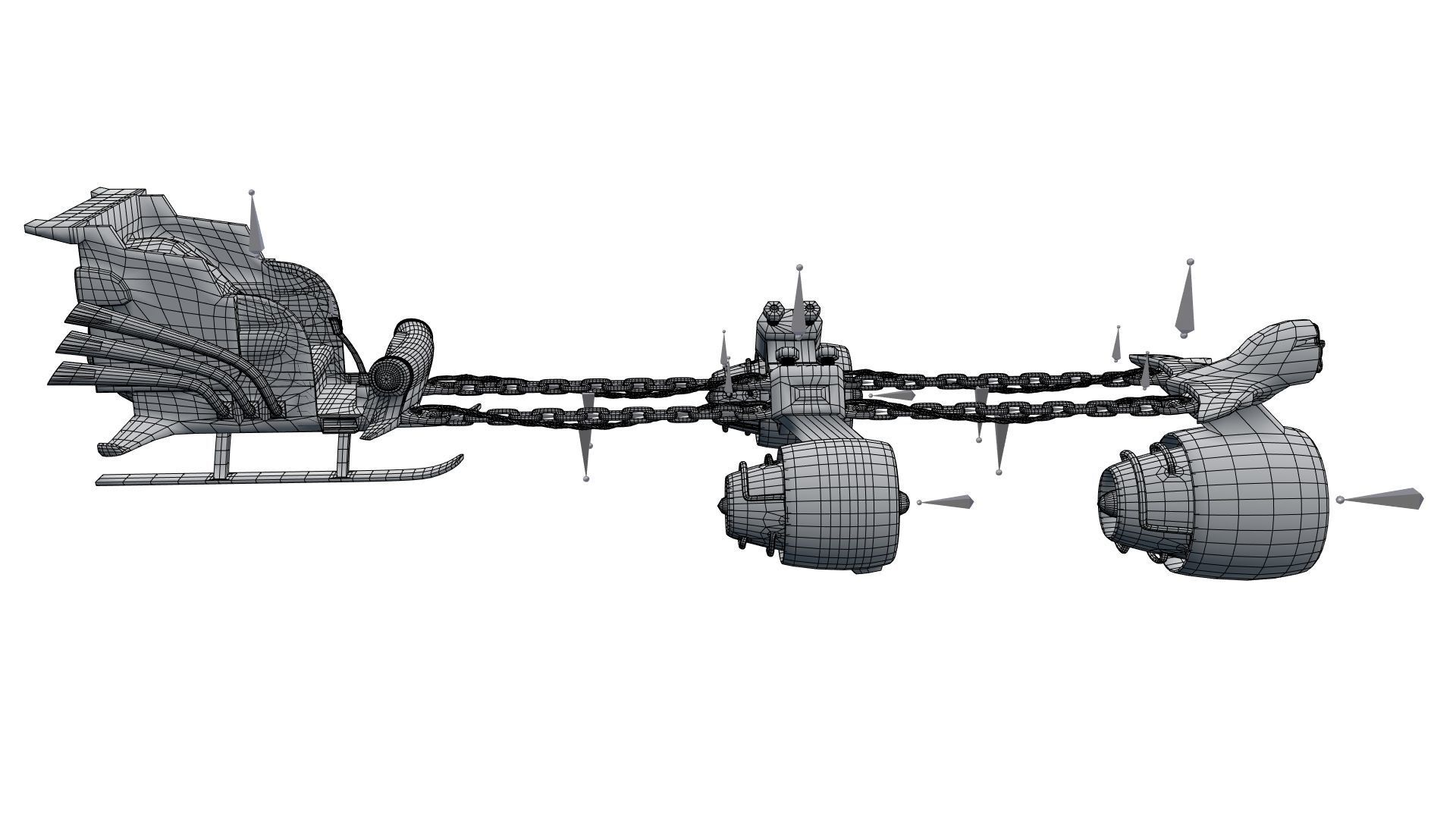 Low Poly Dieselpunk Santa Sleigh With PBR Materials Low-poly 3D model_46