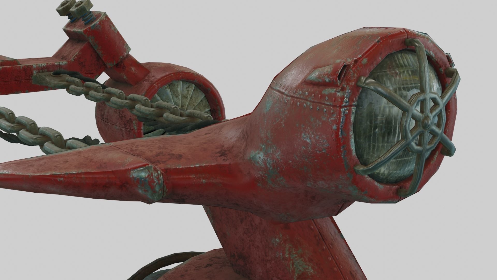 Low Poly Dieselpunk Santa Sleigh With PBR Materials Low-poly 3D model_6