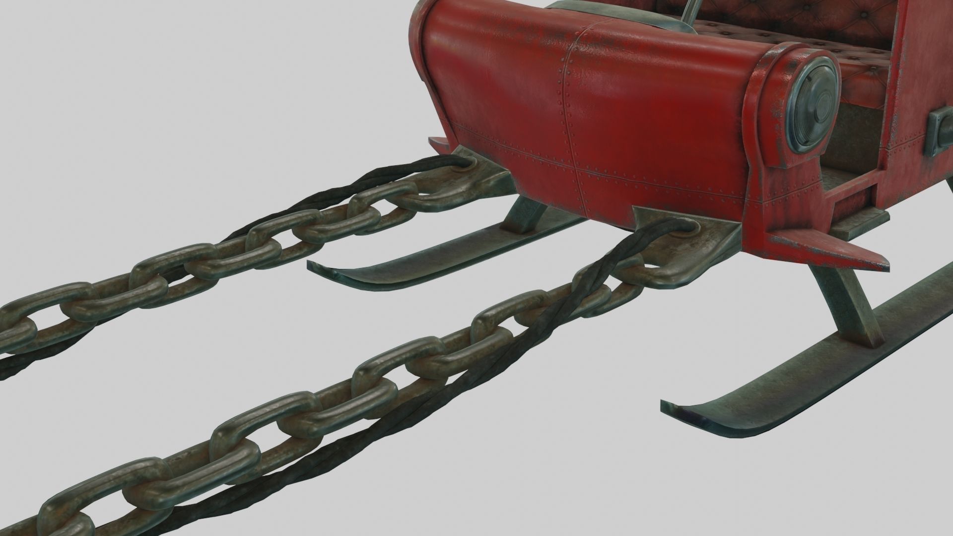 Low Poly Dieselpunk Santa Sleigh With PBR Materials Low-poly 3D model_37