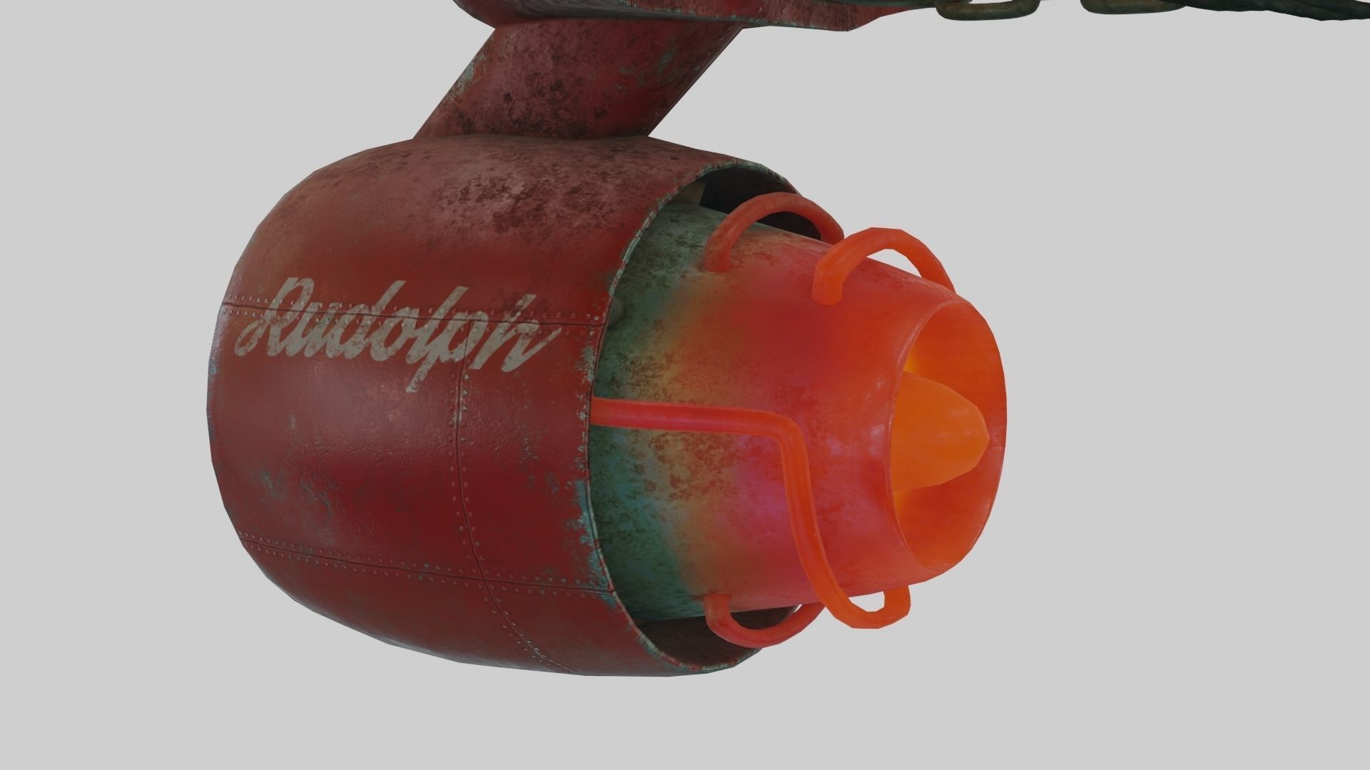 Low Poly Dieselpunk Santa Sleigh With PBR Materials Low-poly 3D model_39