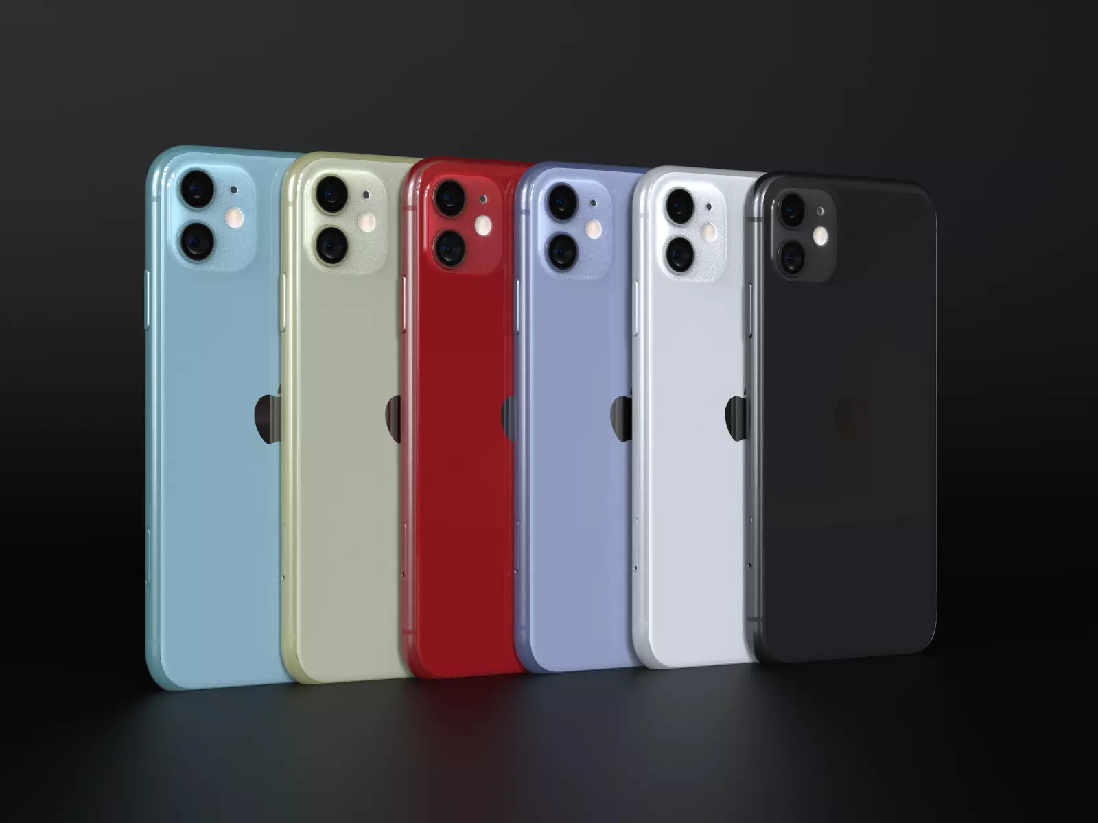 Apple iPhone 11 All Official Colors 3D model_0
