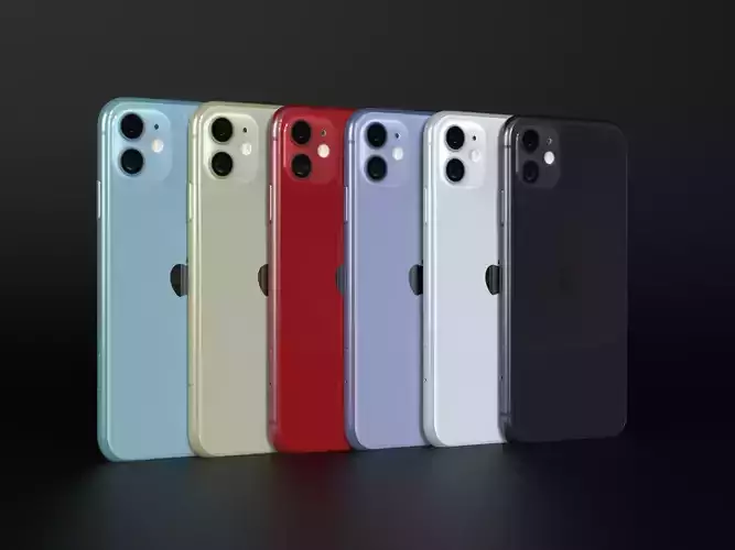 Apple iPhone 11 All Official Colors 3D model