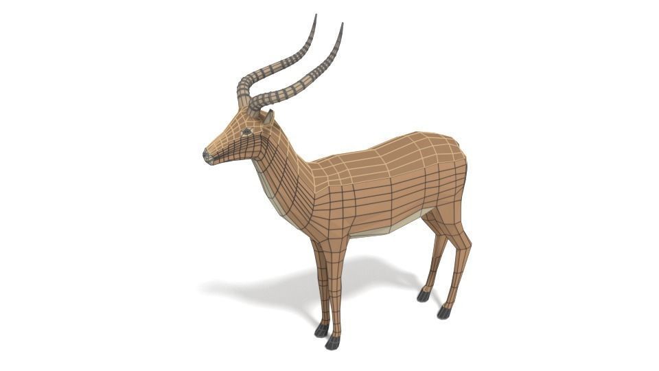 Low Poly Cartoon African Antelopes Pack 3D Model Collection_8