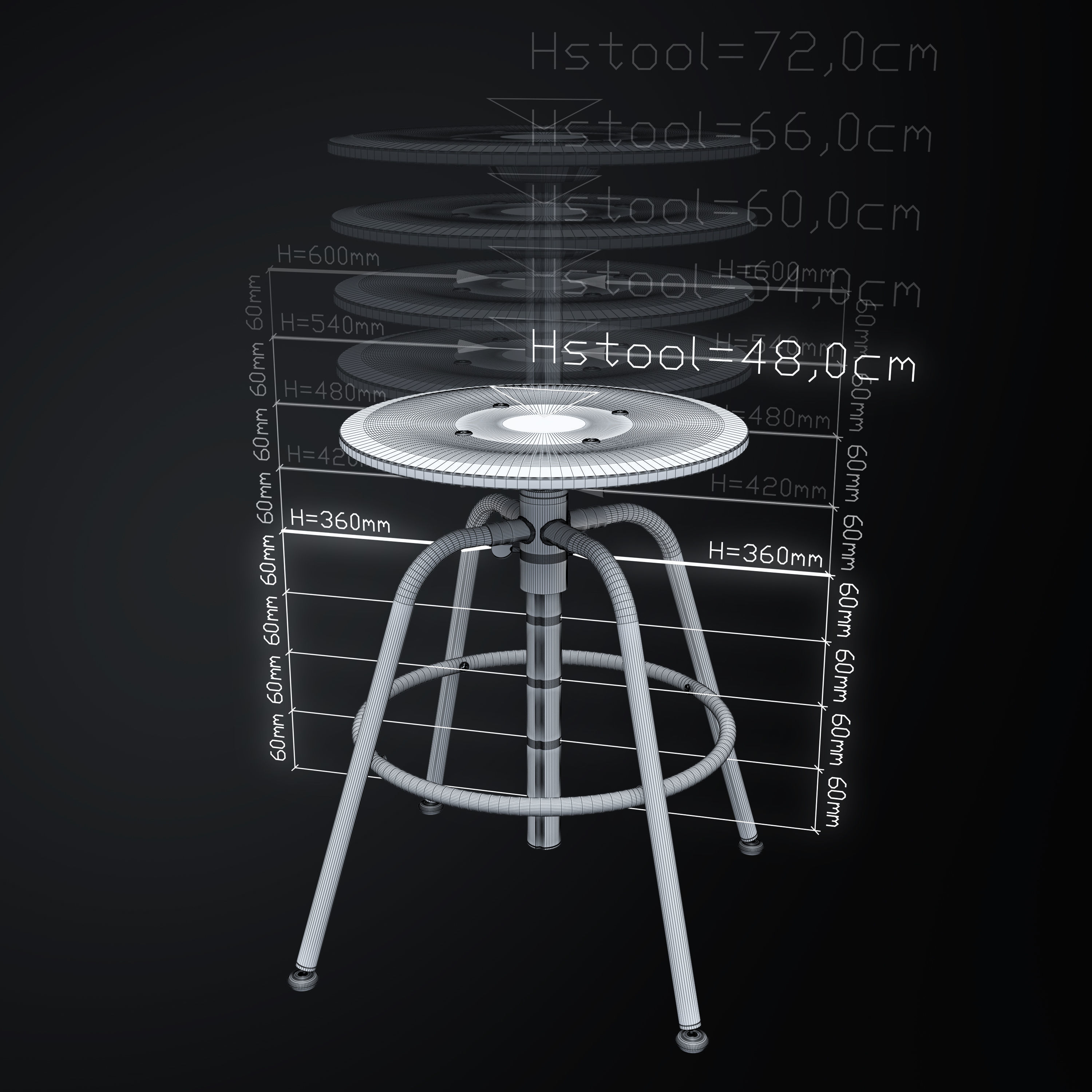 Stool KULLABERG -- adjustable height 3D model_2