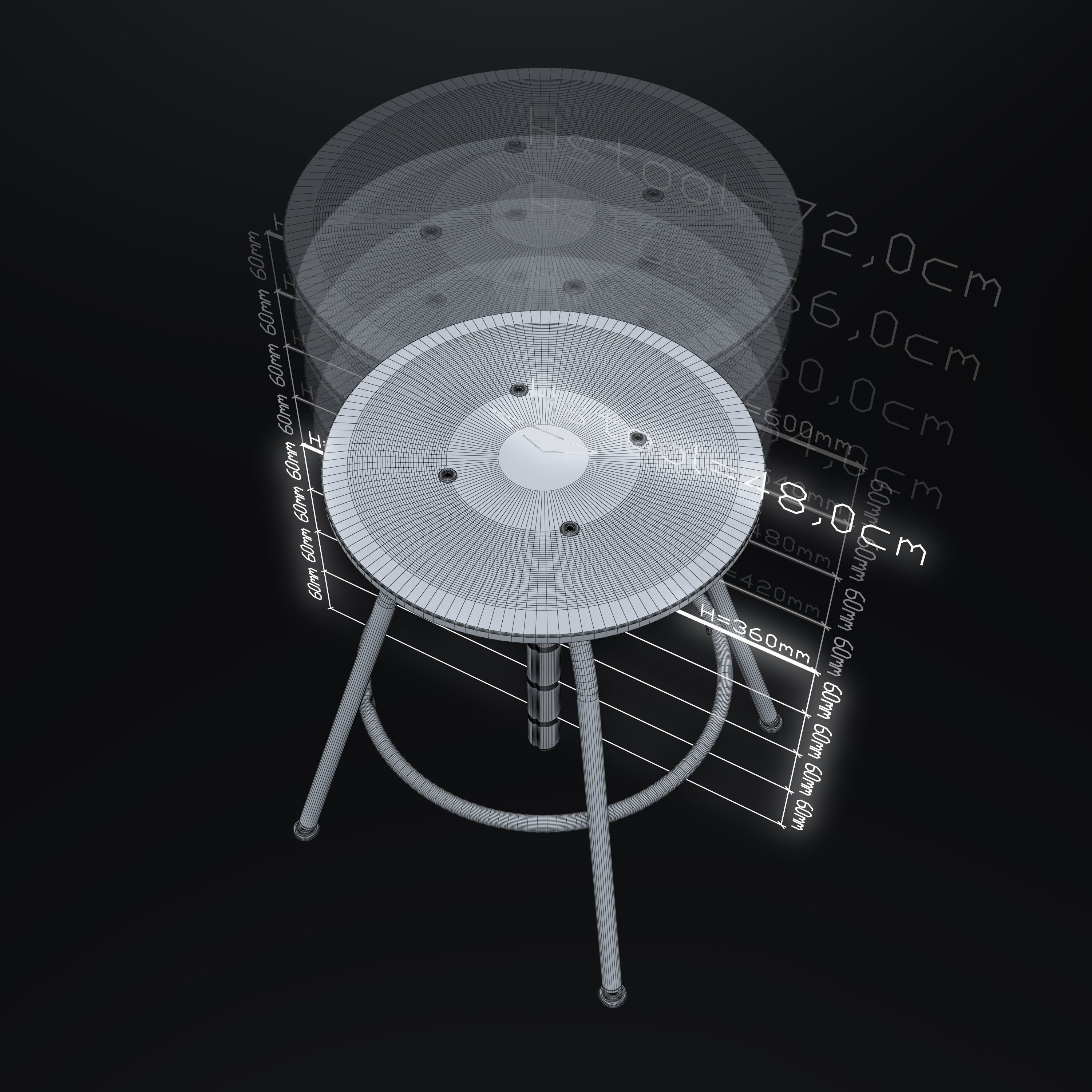 Stool KULLABERG -- adjustable height 3D model_6