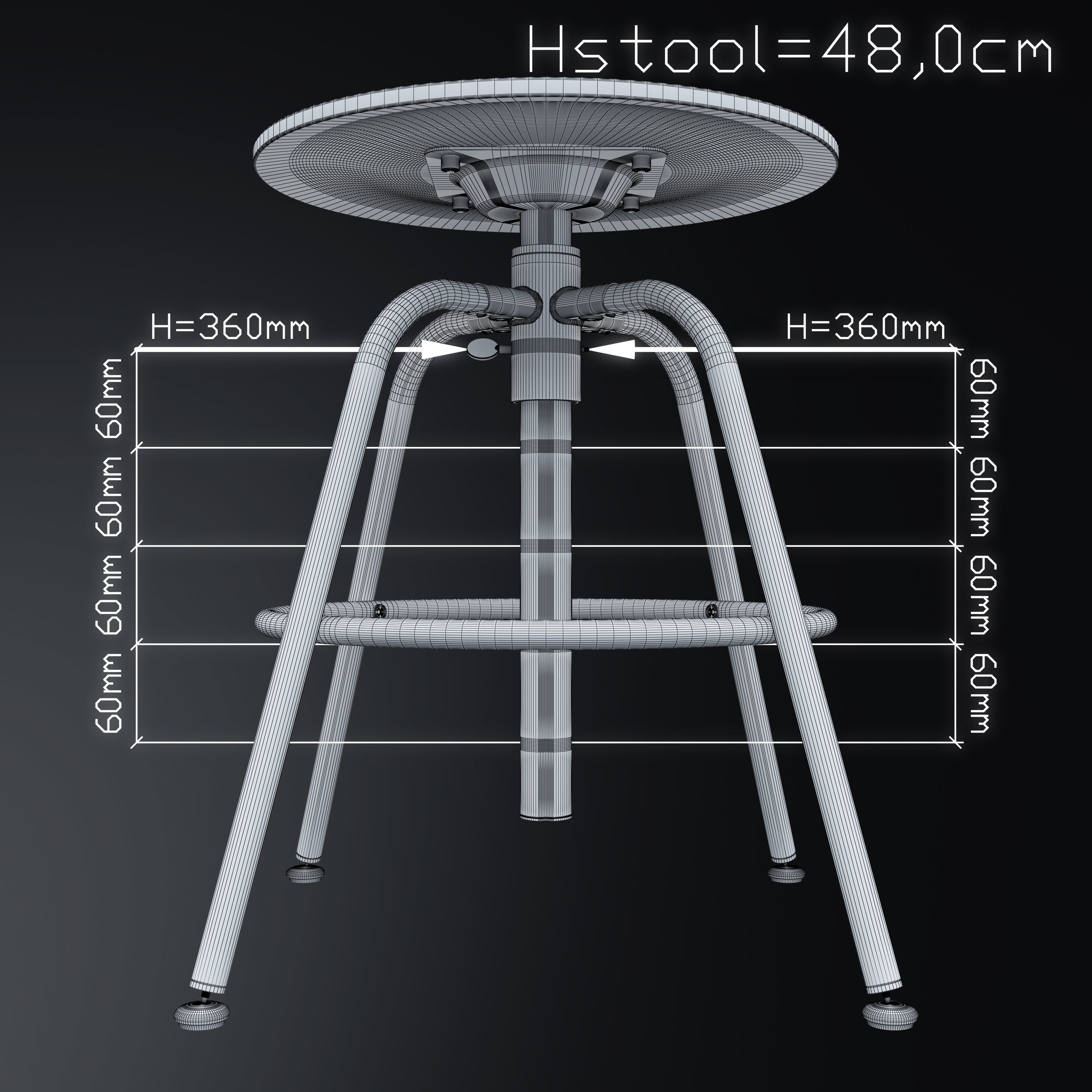 Stool KULLABERG -- adjustable height 3D model_4