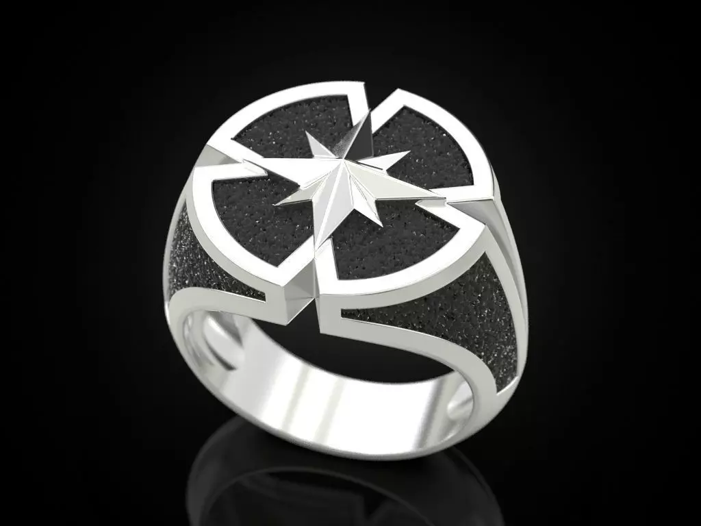 Wind rose ring compass 3D print model