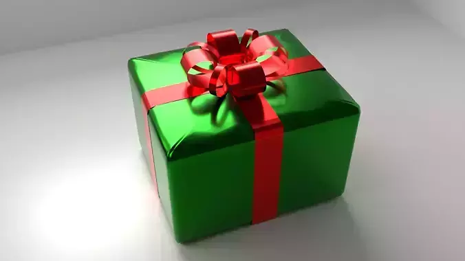 Green Gift Box 7 with Ribbon
