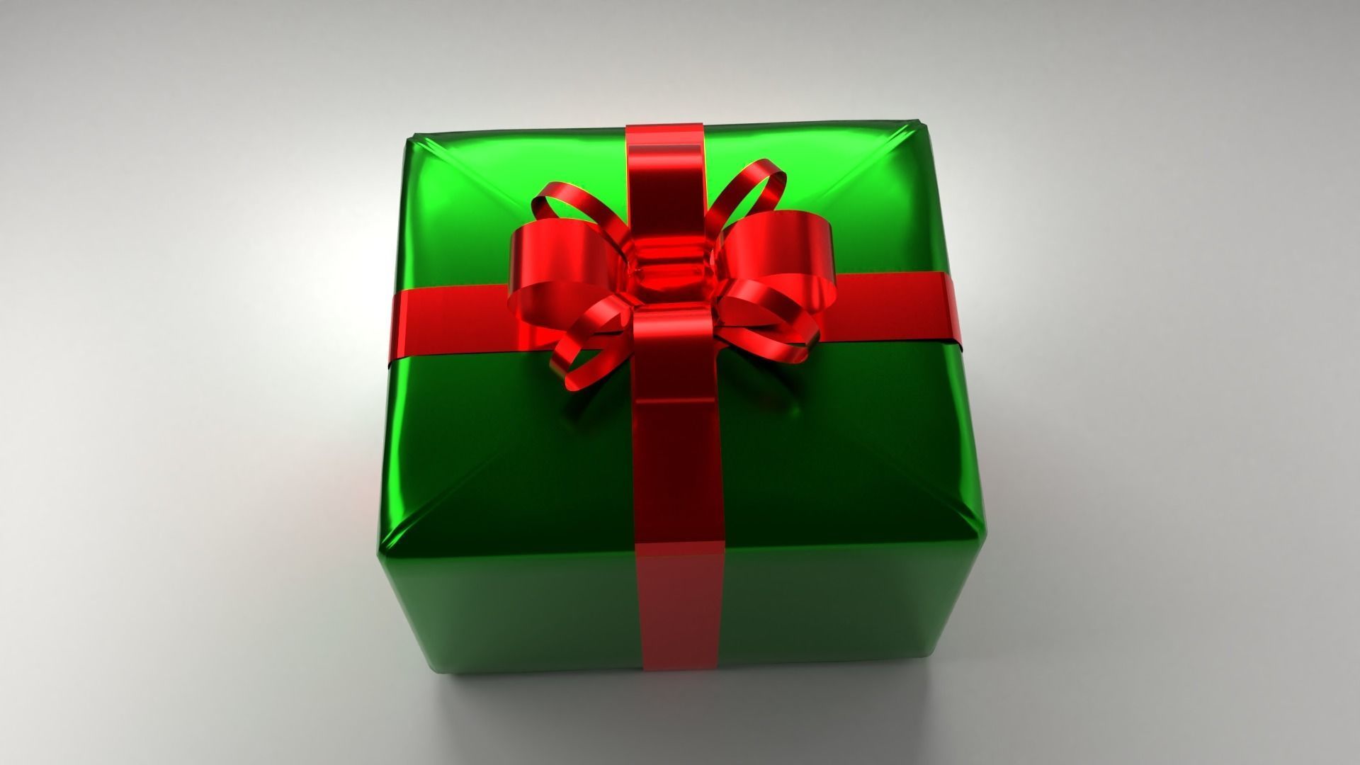 Green Gift Box 7 with Ribbon 3D model_2