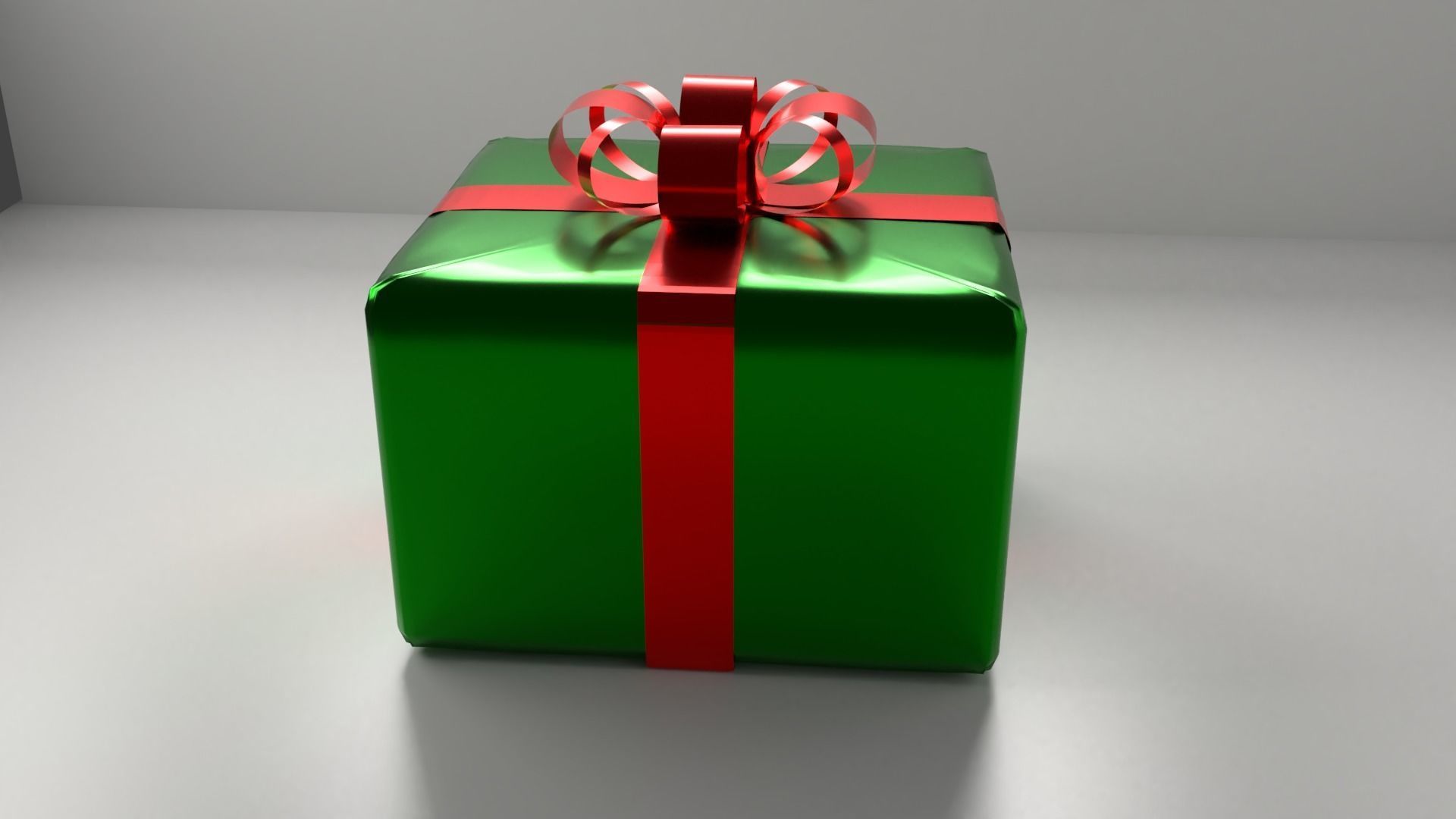 Green Gift Box 7 with Ribbon 3D model_1