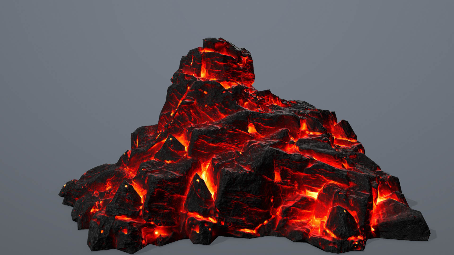 Rock set fire Low-poly 3D model_10