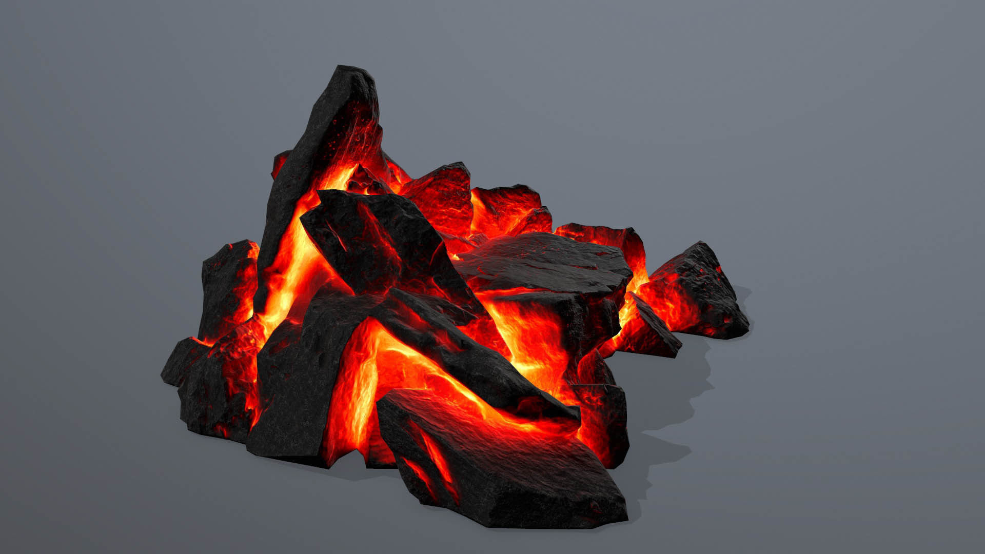 Rock set fire Low-poly 3D model_5