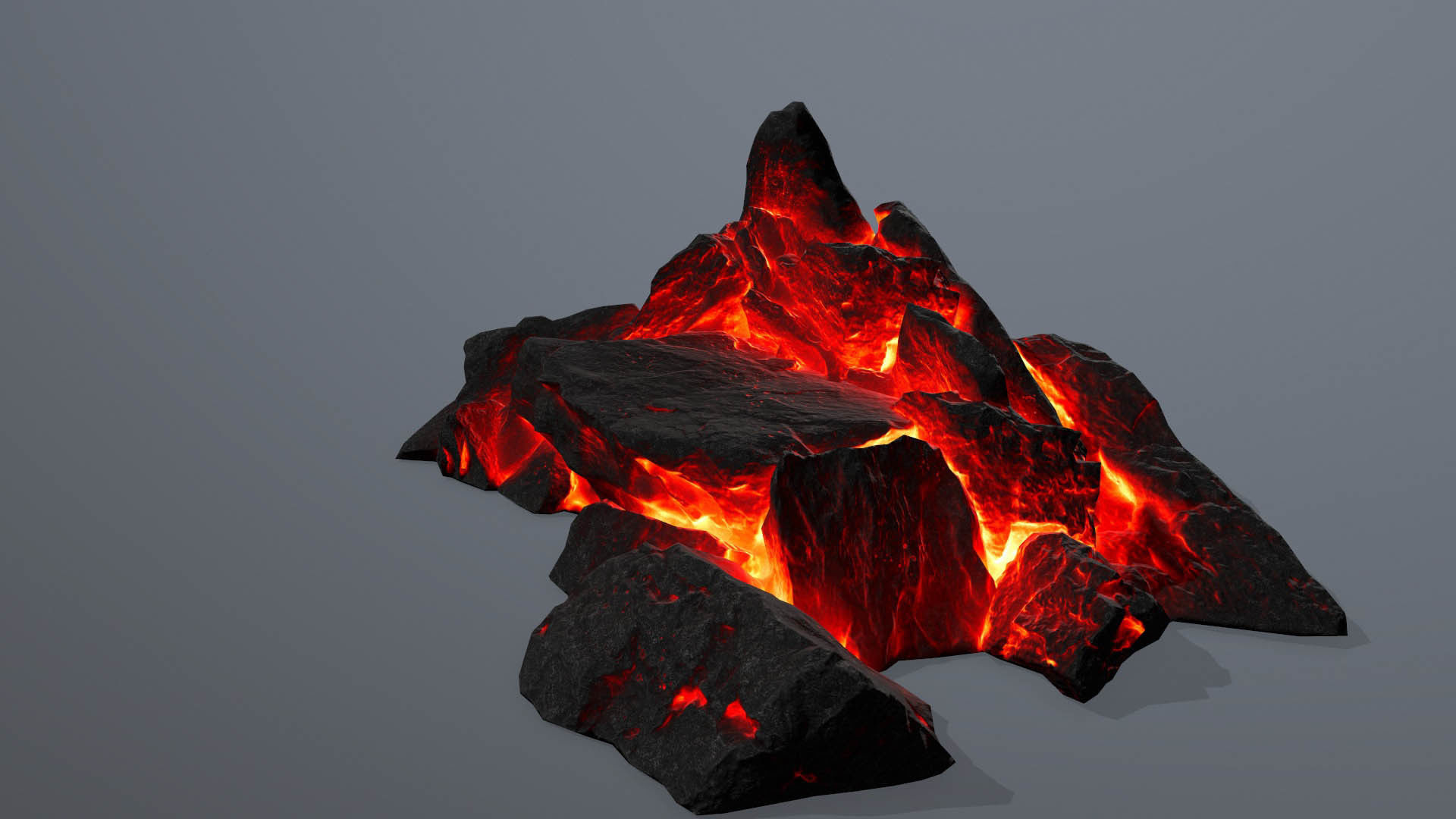 Rock set fire Low-poly 3D model_9