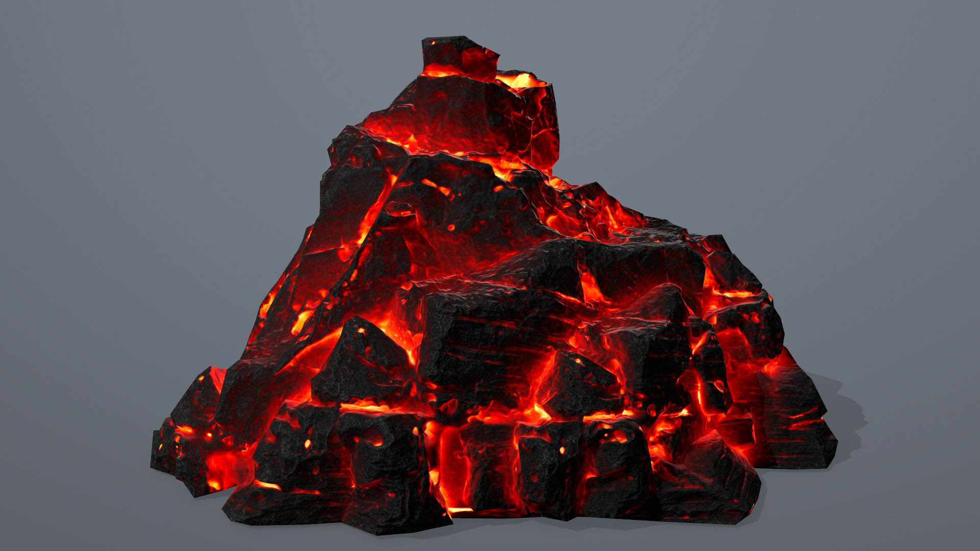 Rock set fire Low-poly 3D model_3