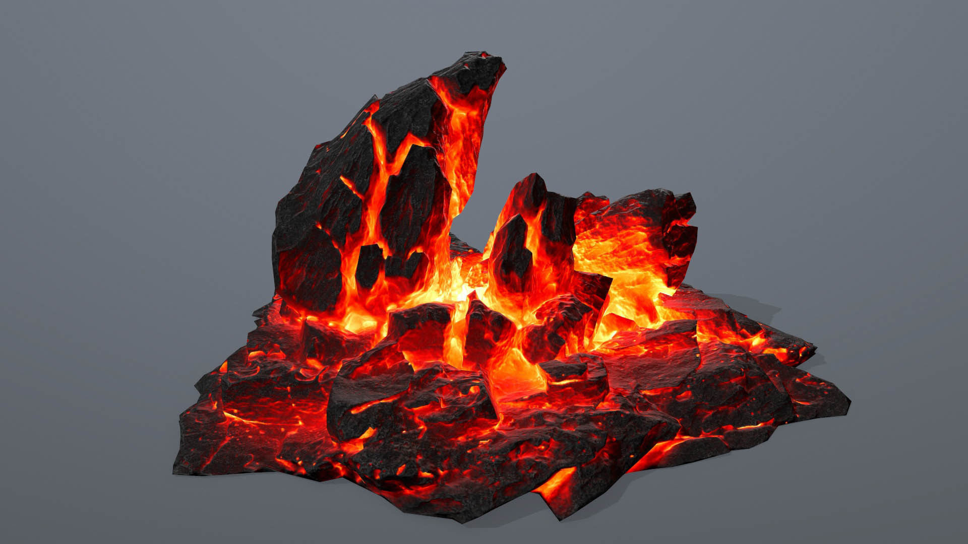 Rock set fire Low-poly 3D model_19