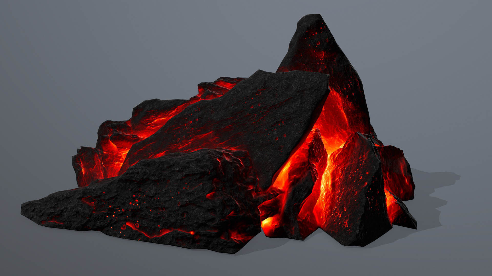 Rock set fire Low-poly 3D model_7