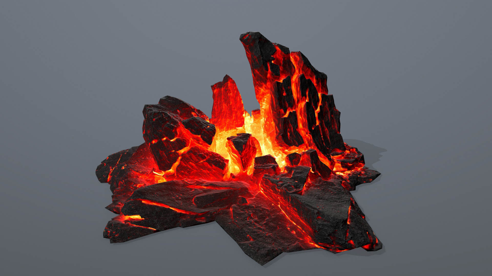 Rock set fire Low-poly 3D model_21