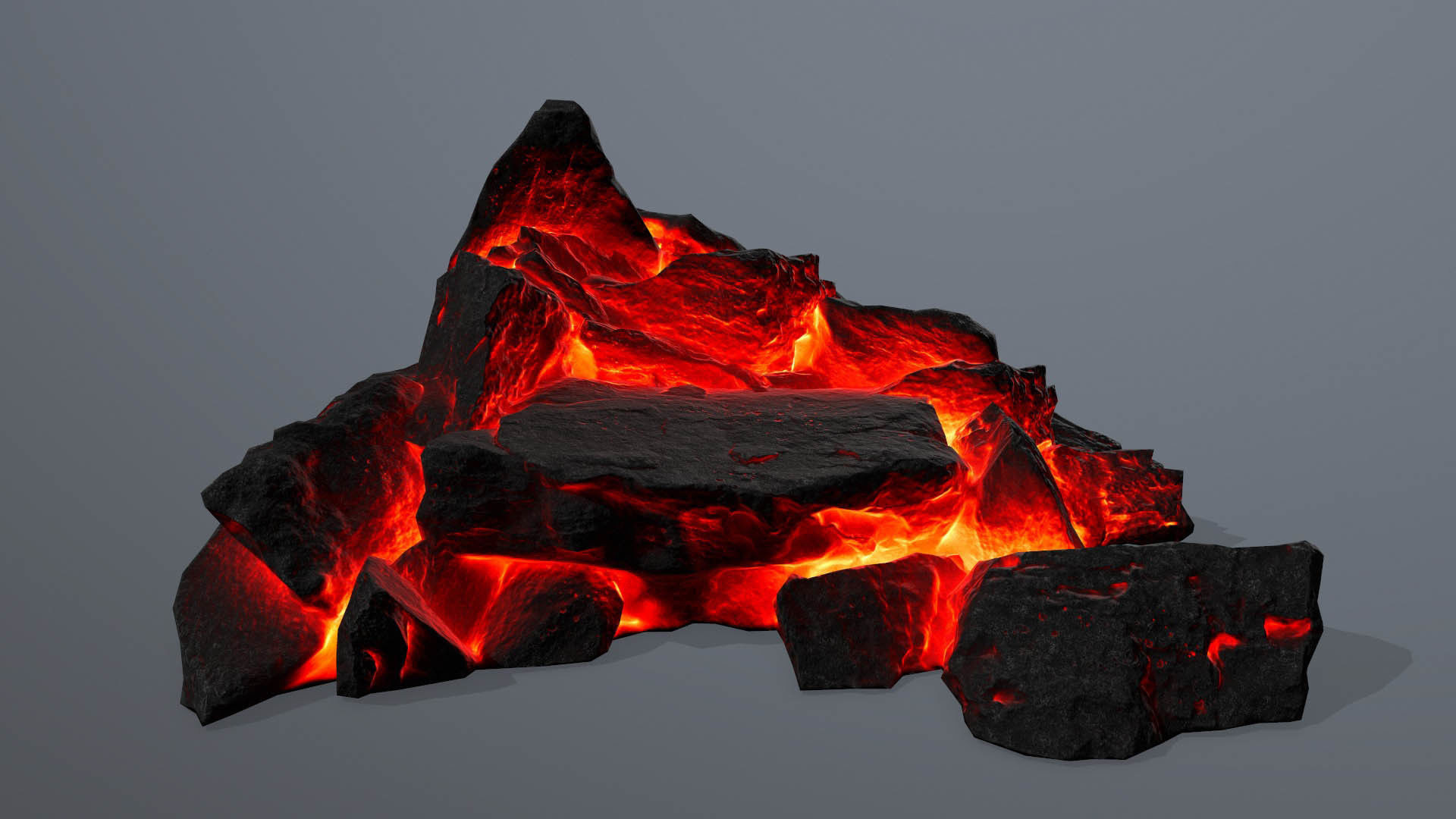 Rock set fire Low-poly 3D model_4