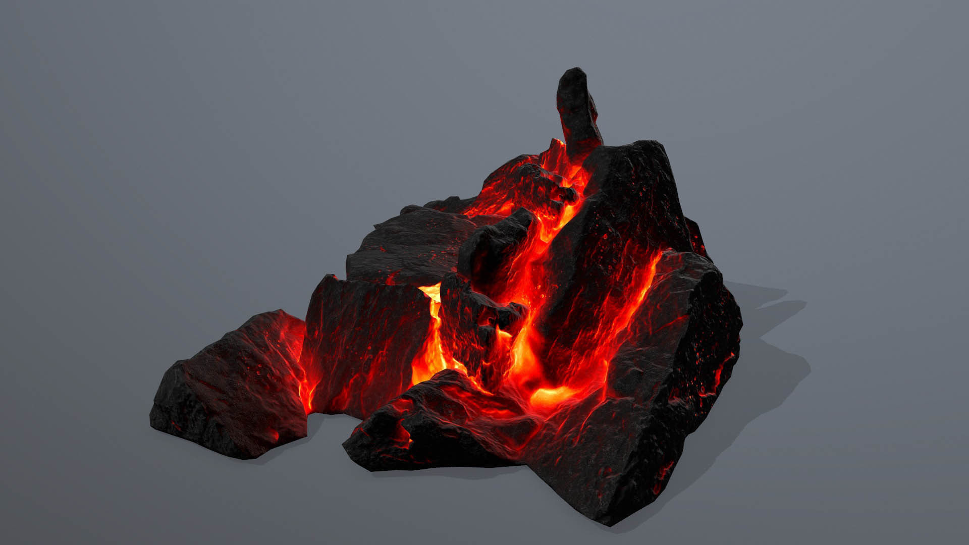 Rock set fire Low-poly 3D model_8