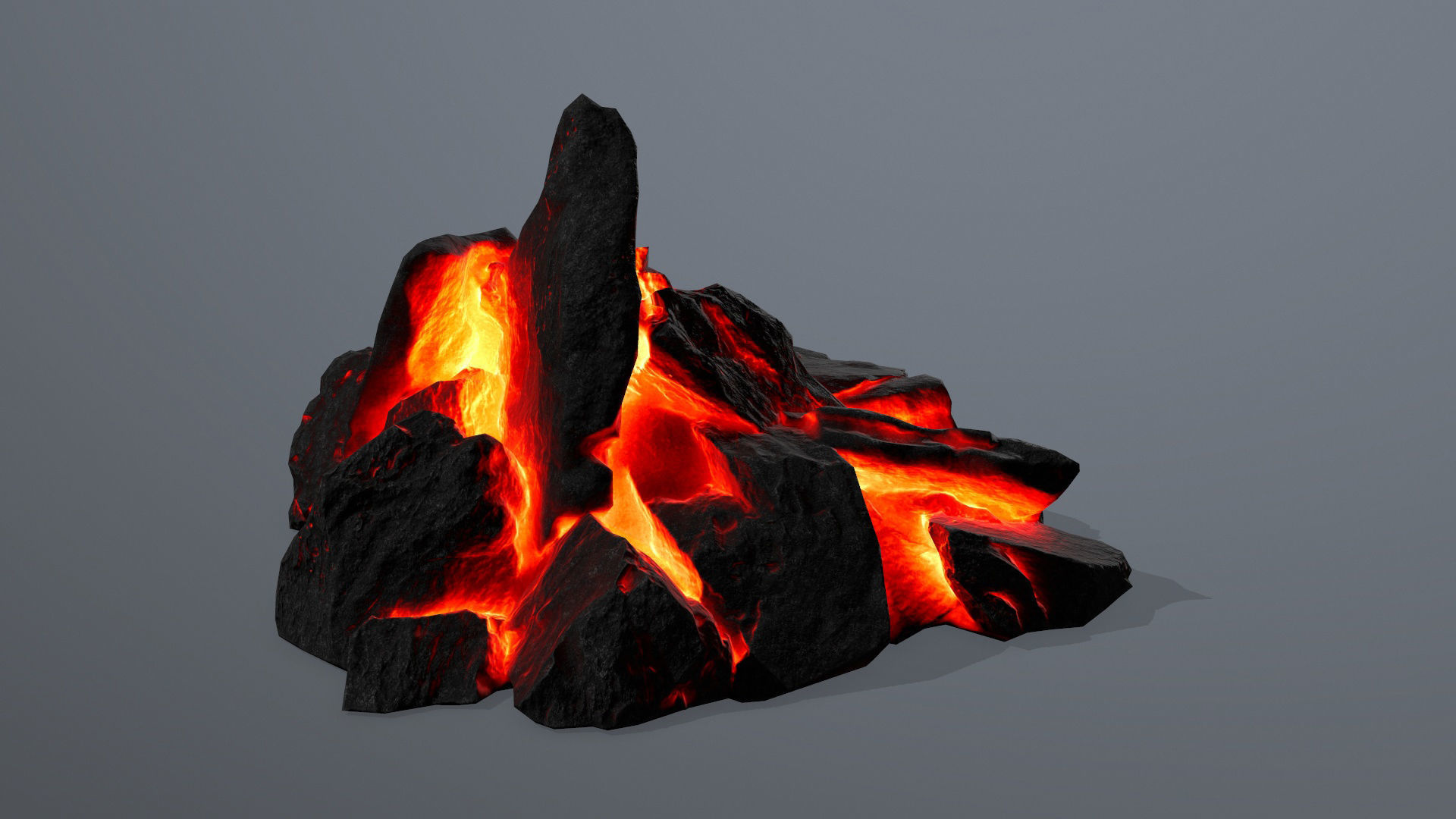 Rock set fire Low-poly 3D model_6