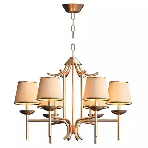 Classic light chandelier in brass with shades
