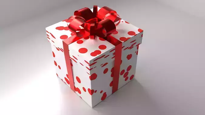Polka Dot White Red Gift Box 8 with Ribbon