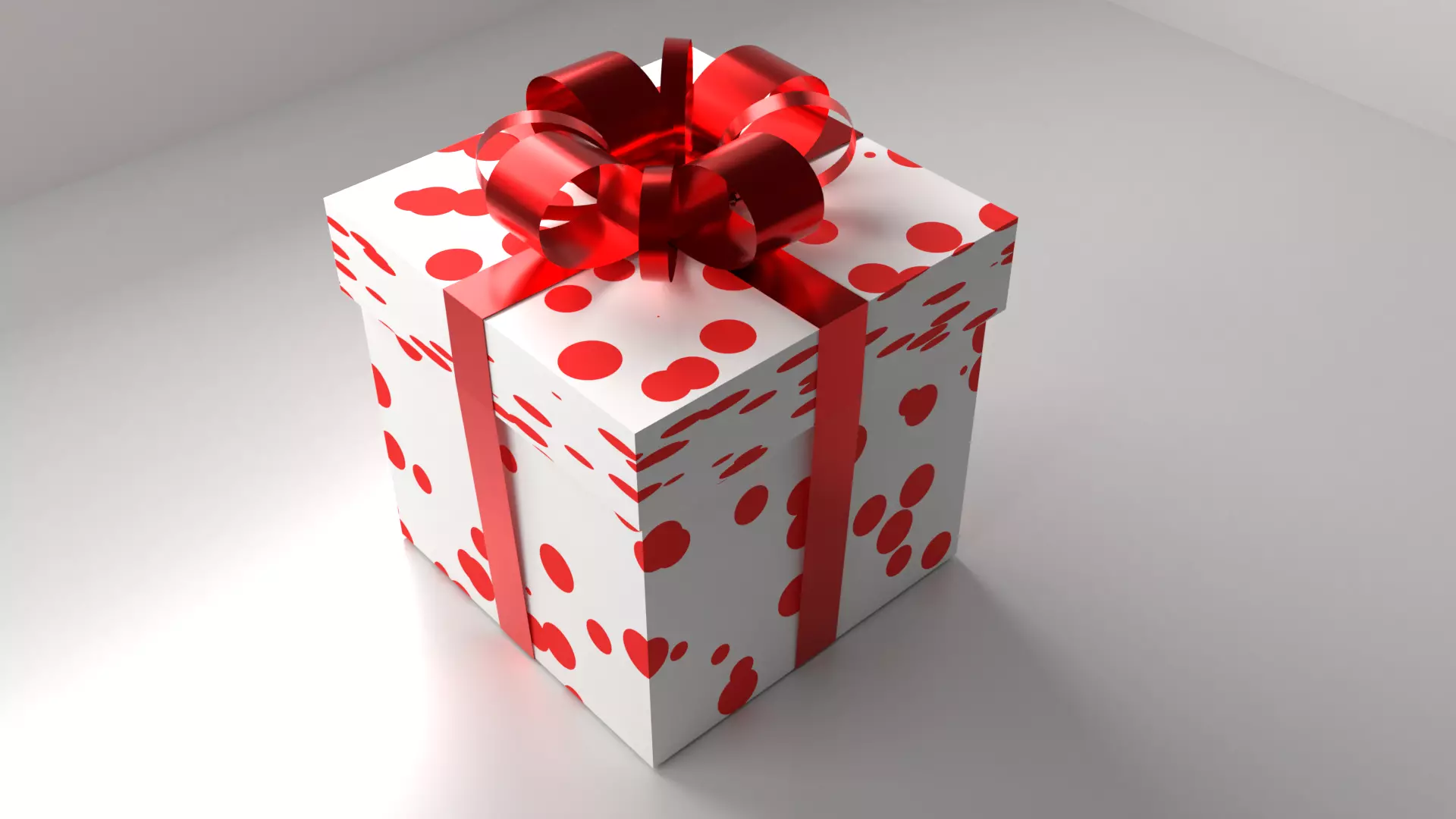 Polka Dot White Red Gift Box 8 with Ribbon 3D model_0