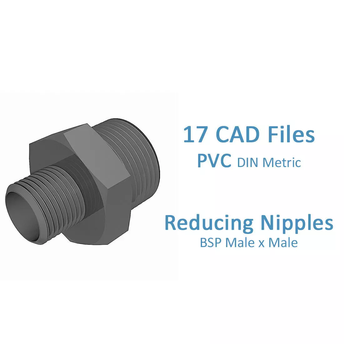 PVC Reducing Nipples - BSP Male x BSP Male Free 3D model