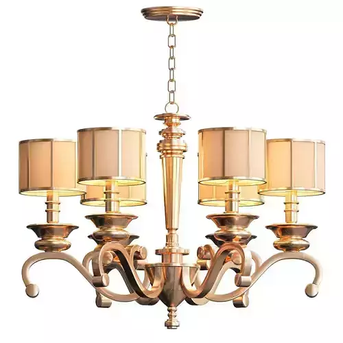 Classic light chandelier in gold with shades