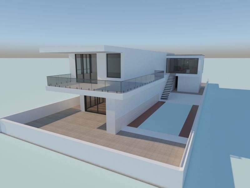 Realistic Villa with interior plan 3D model_5