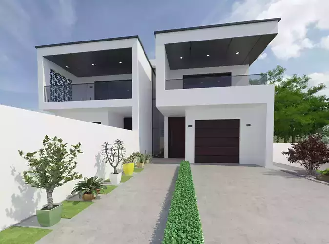 Realistic Villa with interior plan